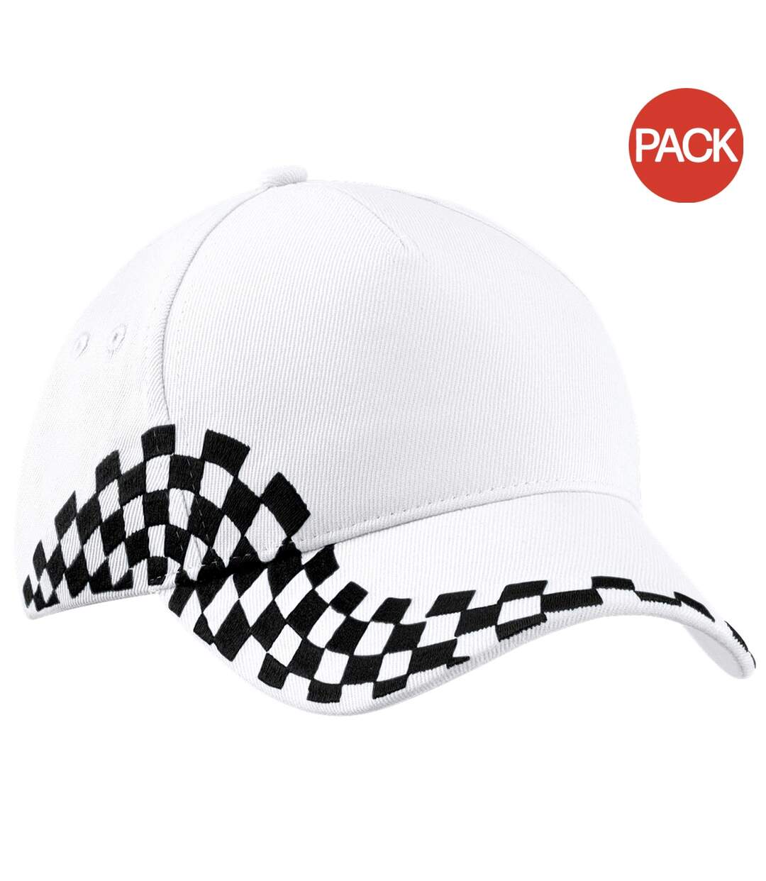 Lot de 2  casquettes à carreaux adulte blanc Beechfield-1