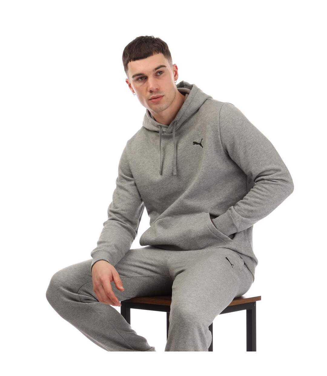 Sweat À Capuche Style Petit Logo Homme Gris Puma-4