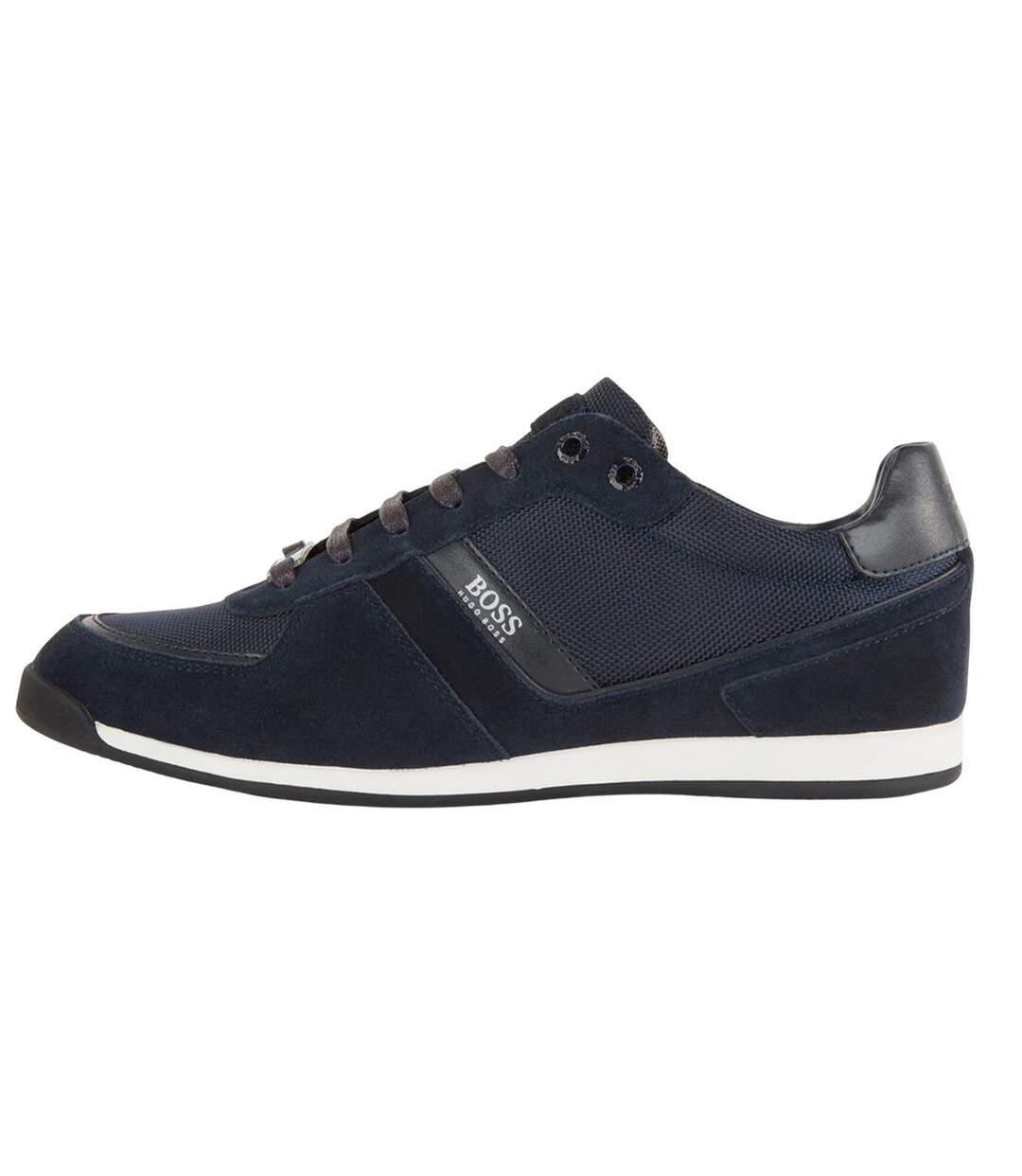 Mens Glaze Cow Suede Low Cut Trainers Dark Blue Boss-2