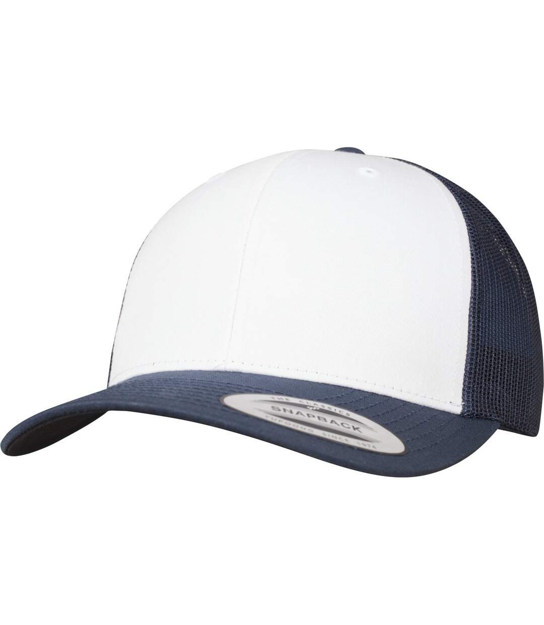 Casquette Trucker The Classic Retro Blanc Bleu Marine Yupoong-1