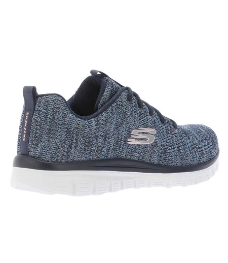 Womens/ladies graceful twisted fortune trainers navy Skechers