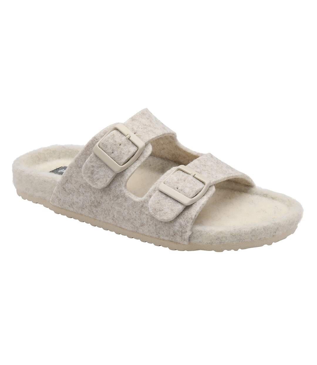 Ladies Faux Fur Double Buckle Slide Slippers Open Toe UK 3-8-4