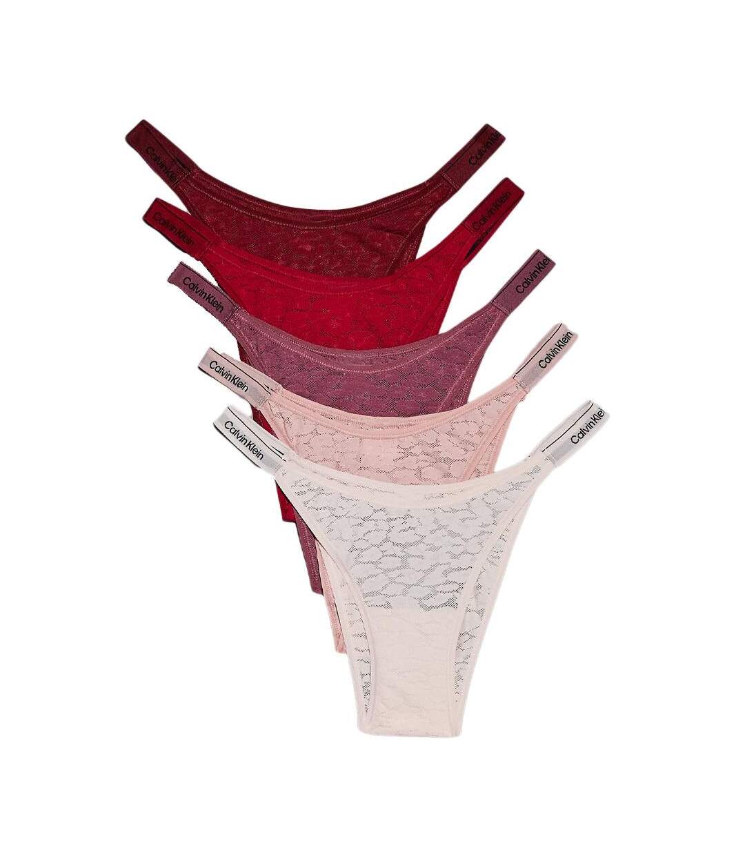 Lot de 5 Tangas Rose Femme Calvin Klein Jeans Dipped - L