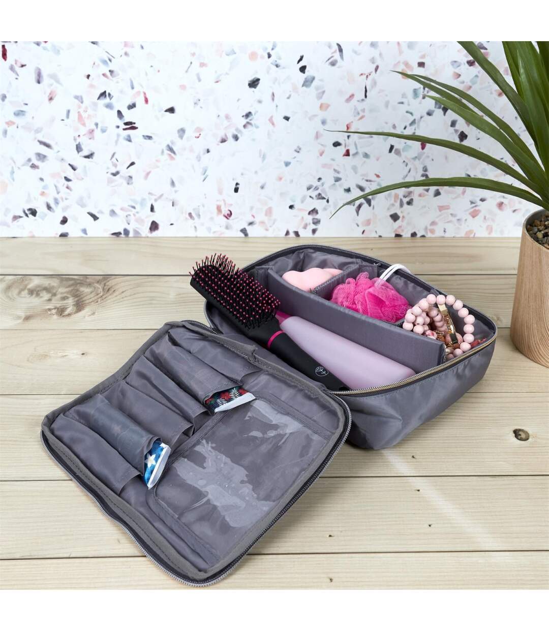 Trousse de Toilette Cosmétique 26cm Gris-3
