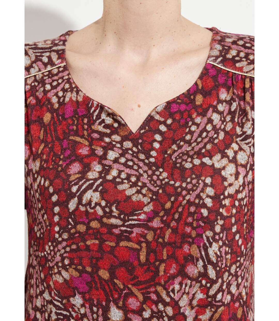 T-shirt long évasé manches 3/4 imprimé tachiste-4