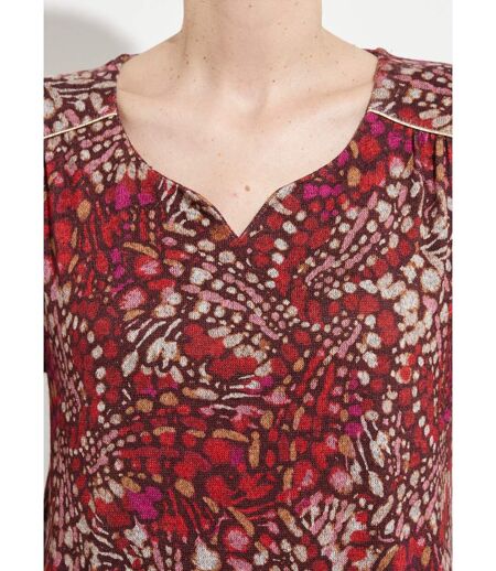 T-shirt long évasé manches 3/4 imprimé tachiste