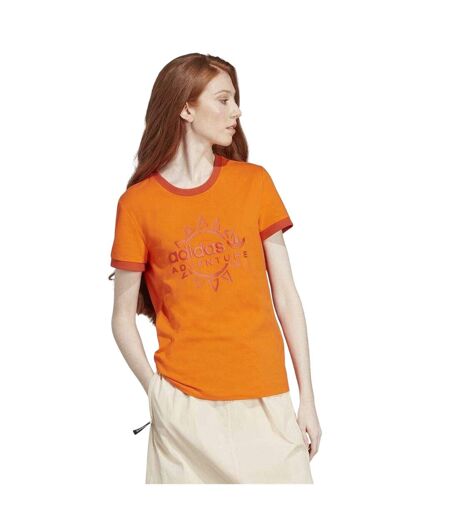 T-shirt Motif/style Logo Adventure Femme Orange Adidas