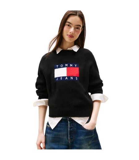 Womens/ladies Flag Jumper Black Tommy Jeans