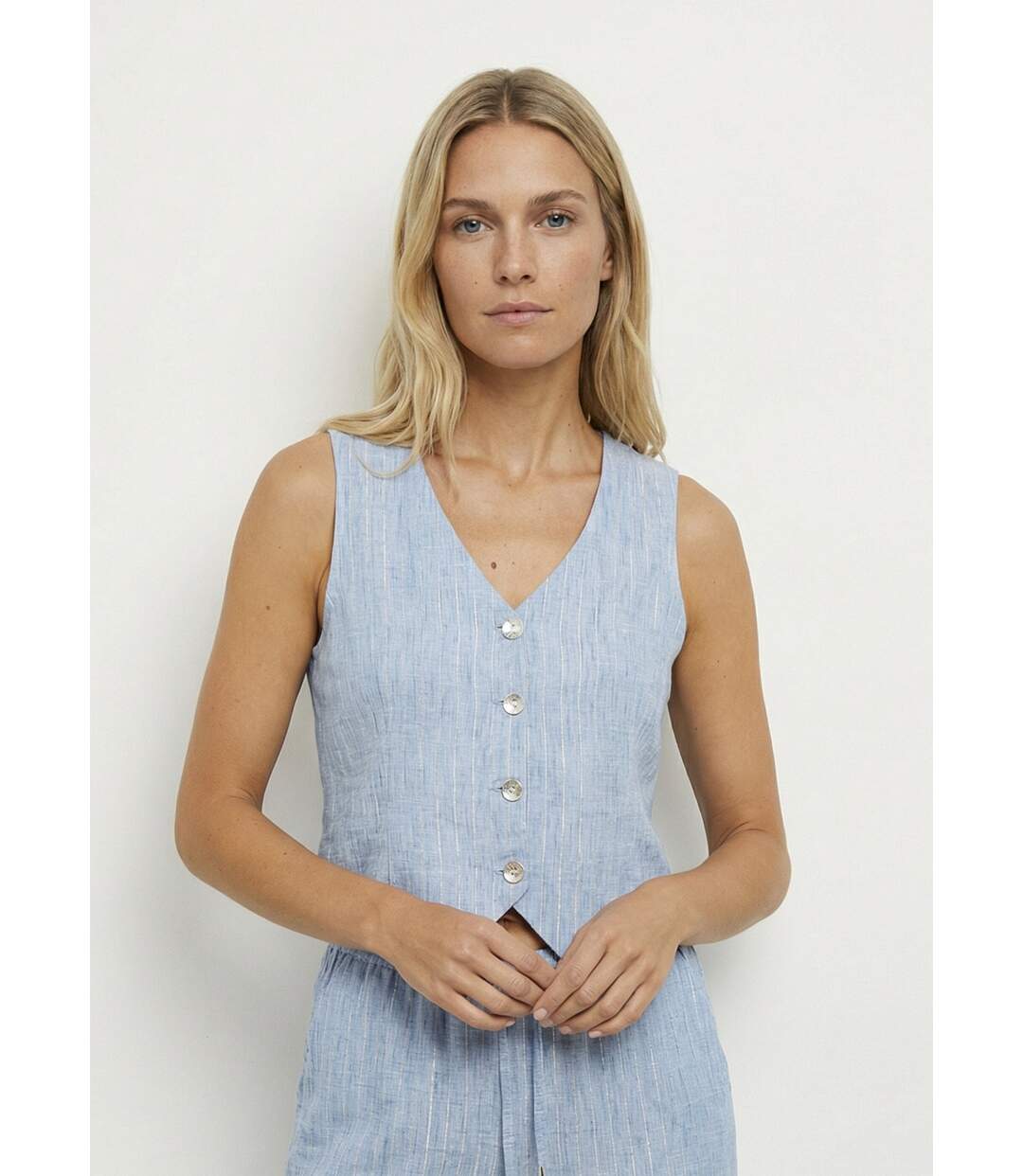 Gilet de costume rayé aspect irrégulier-1