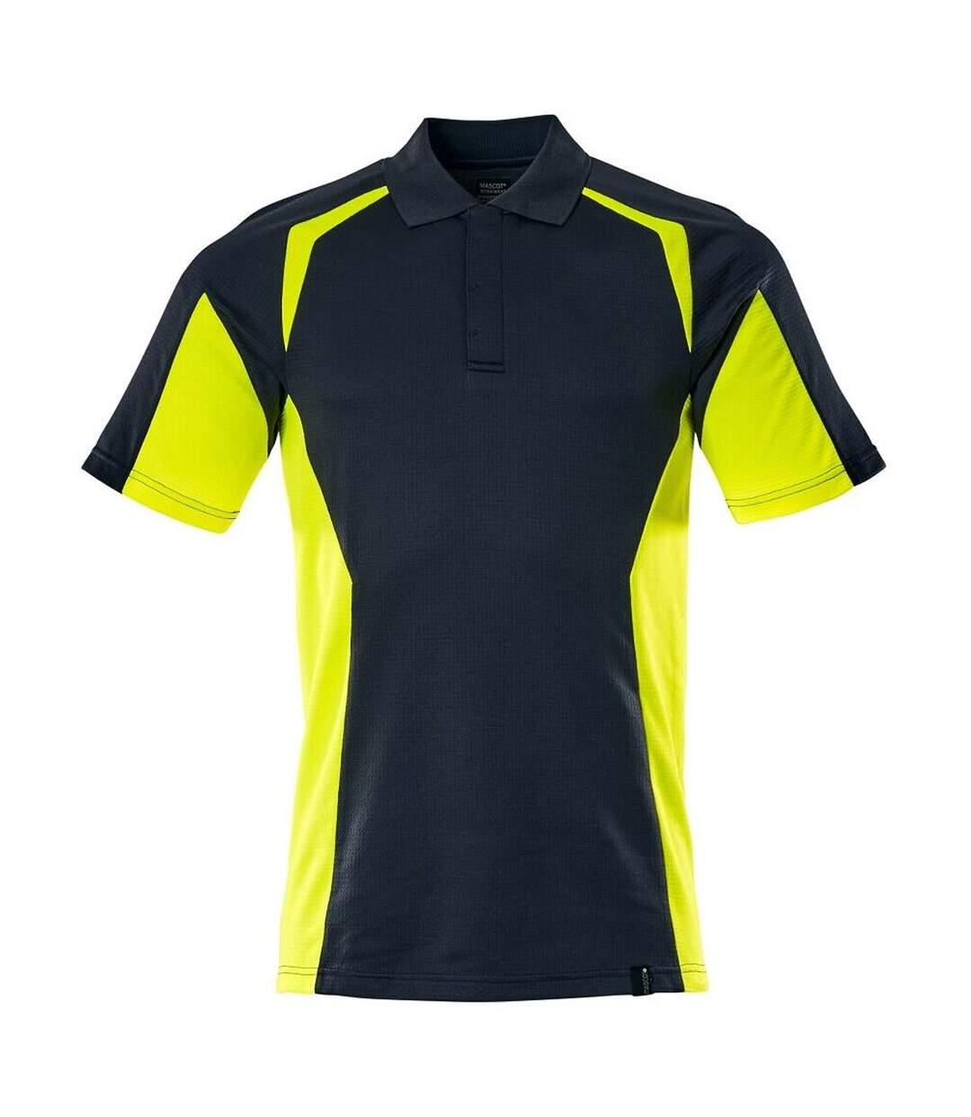 Mens Accelerate Safe Hi-vis Polo Shirt Dark Navy Yellow Mascot-1