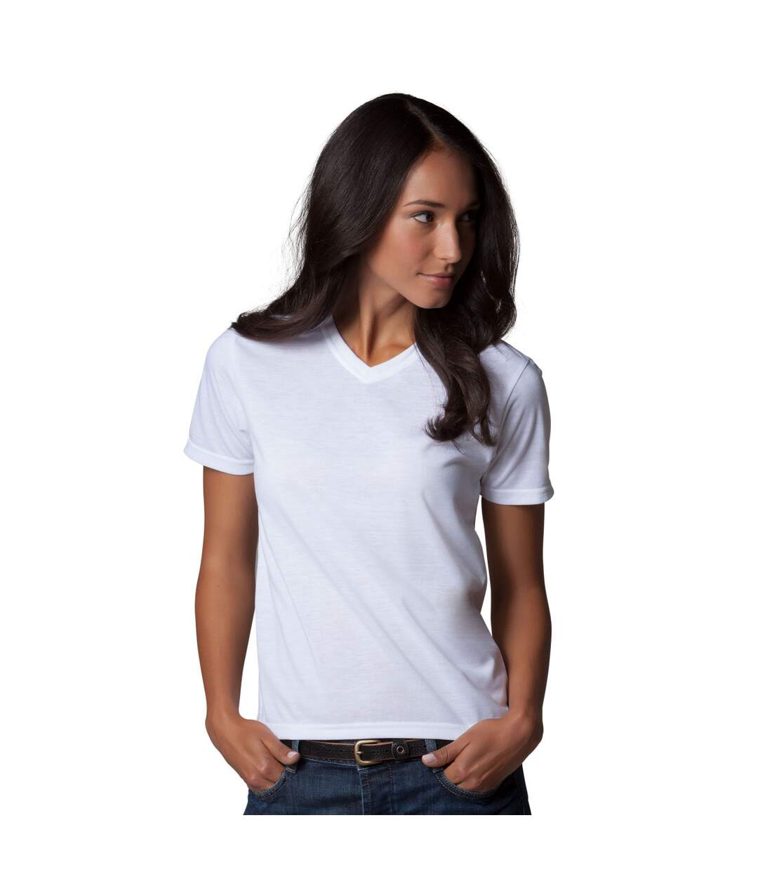 Subli plus t-shirt à manches courtes et col en v femme blanc Xpres-2