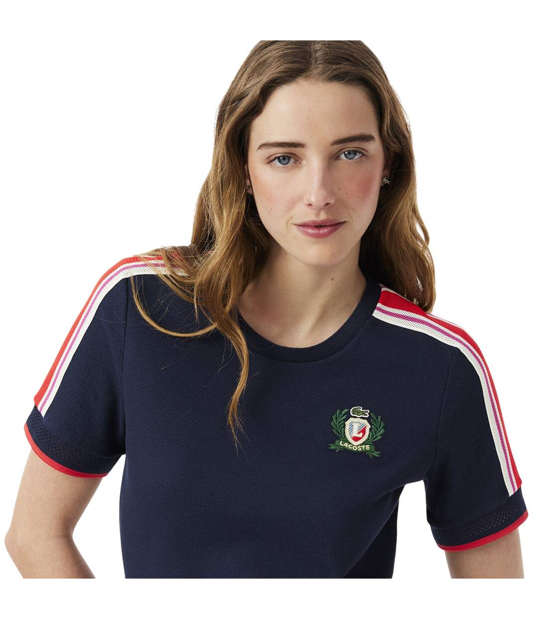 T-shirt Motif/style Badge Femme Bleu Marine Foncé Lacoste-4
