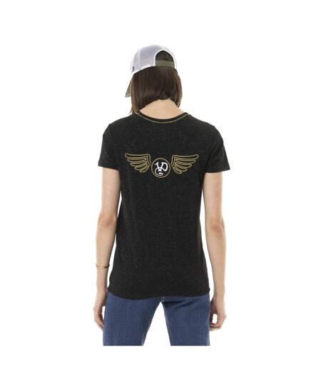 T-shirt uni col rond avec poche et print Strass Vondutch