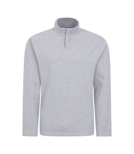 Mens bude pique button neck jumper grey Mountain Warehouse