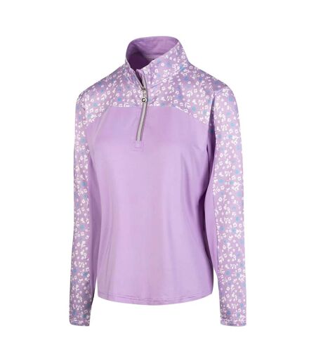 Womens/ladies Floral Base Layer Top Purple Island Green