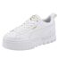 Womens/ladies Mayze Leather Platform Trainers White Puma-4