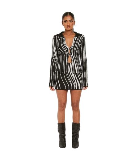 Womens/ladies Stripes Shirt Black Missy Empire