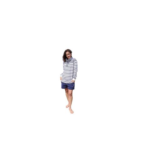 Womens/ladies Striped Drawstring Sweatshirt Twilight Lazy Jacks