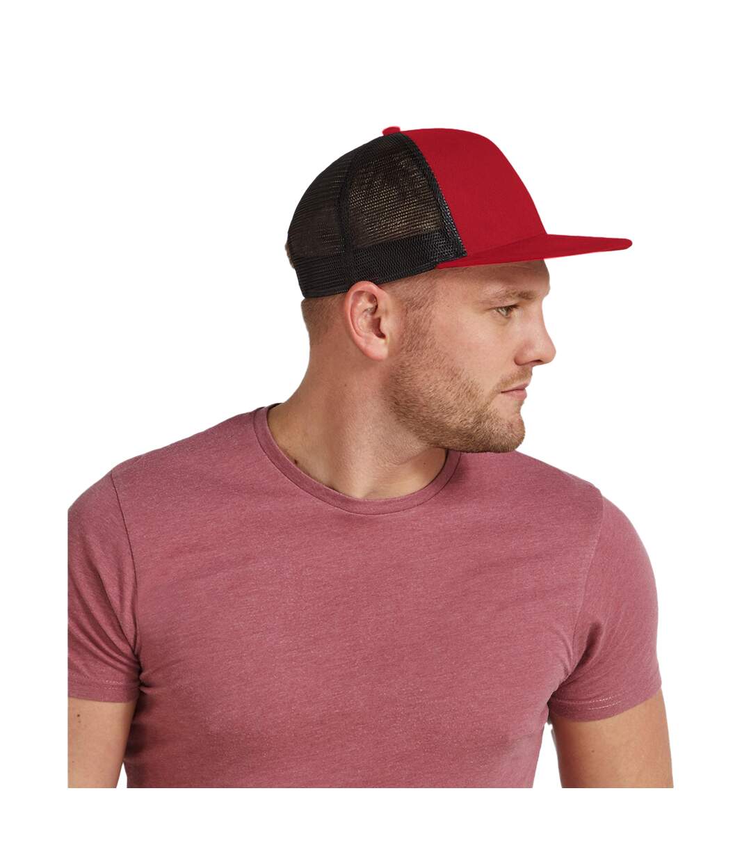 Casquette trucker adulte rouge / noir Beechfield-2