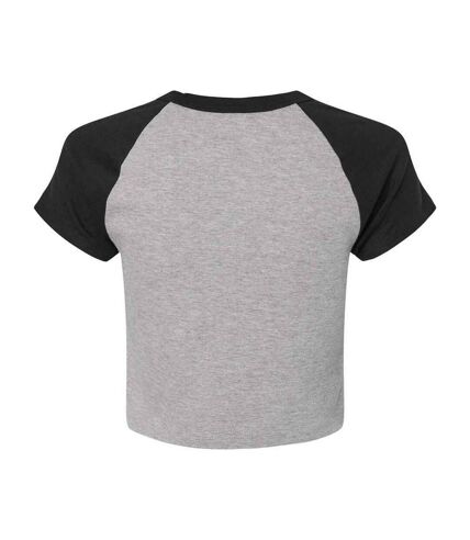 Womens/ladies heather micro-rib babydoll raglan crop t-shirt athletic heather grey/black Bella + Canvas