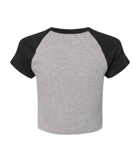 Womens/ladies heather micro-rib babydoll raglan crop t-shirt athletic heather grey/black Bella + Canvas