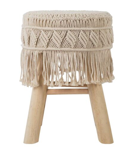 Tabouret en macramé Savana - H. 42 cm - Beige