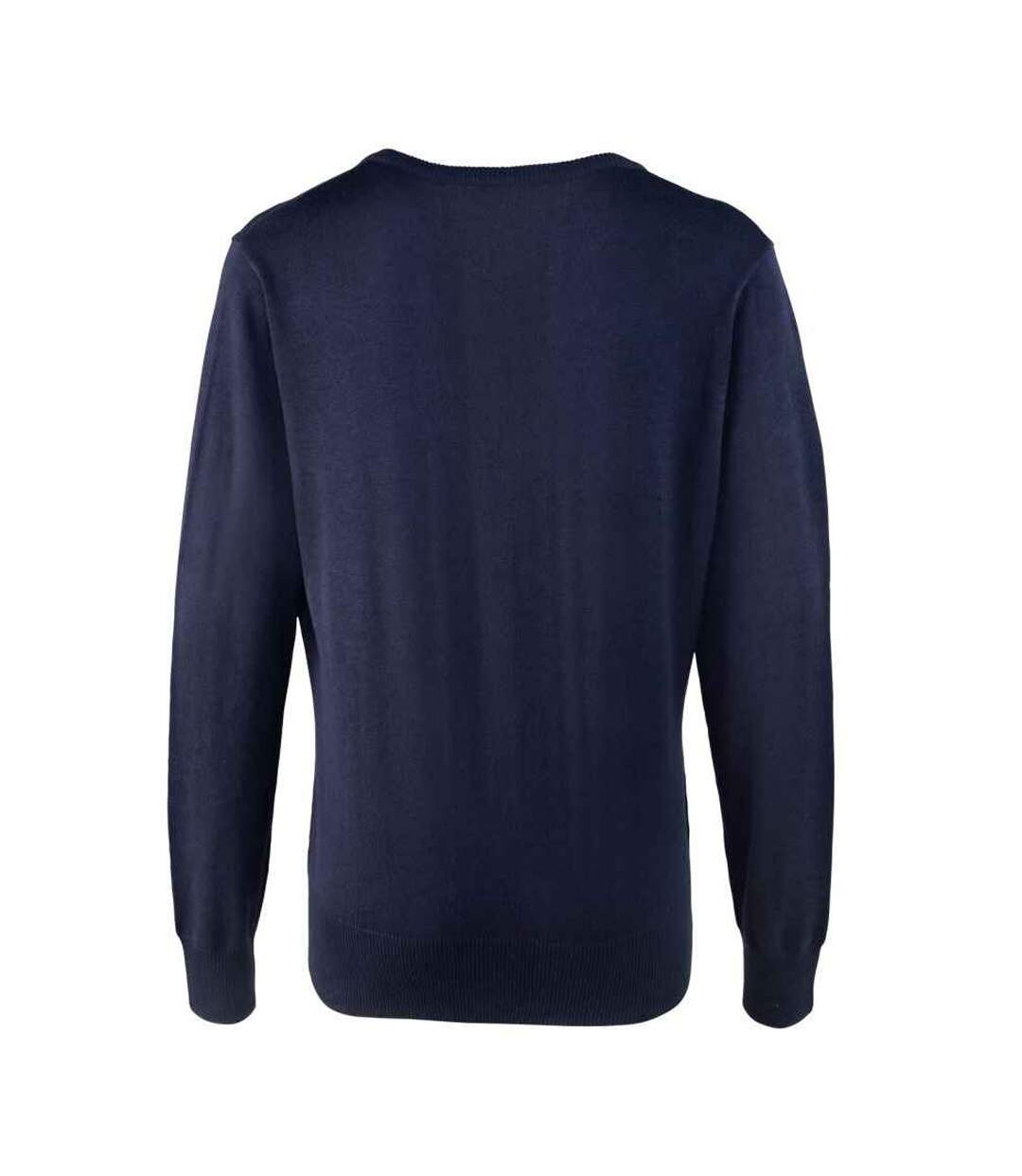 Womens/ladies Knitted Cotton Acrylic V Neck Sweatshirt Navy Premier-2