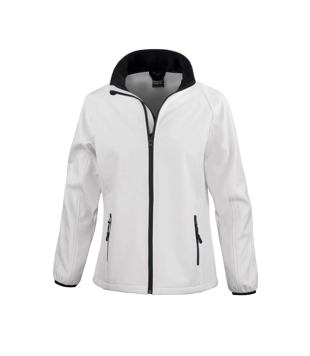 Womens/ladies printable soft shell jacket white/black Result Core