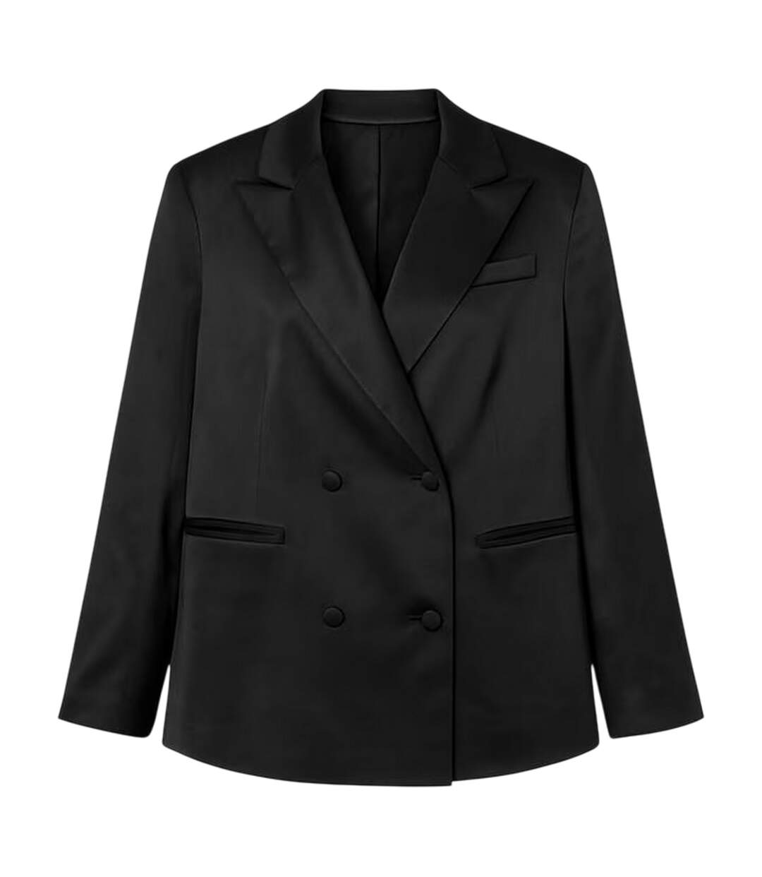 Womens/ladies Satin Double-breasted Blazer Black I Saw It First-2