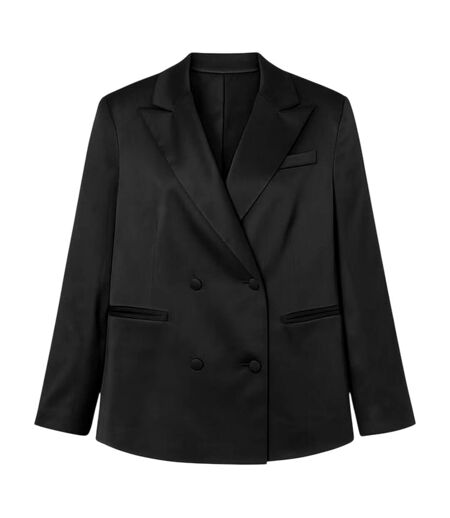 Womens/ladies Satin Double-breasted Blazer Black I Saw It First