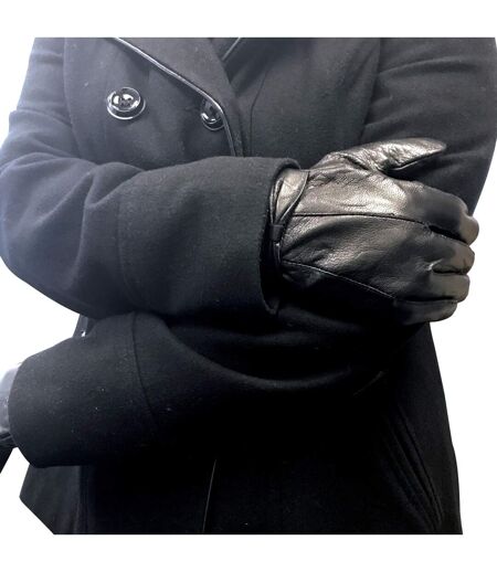 Ladies Fleece Lined Warm Leather Gloves with Bow