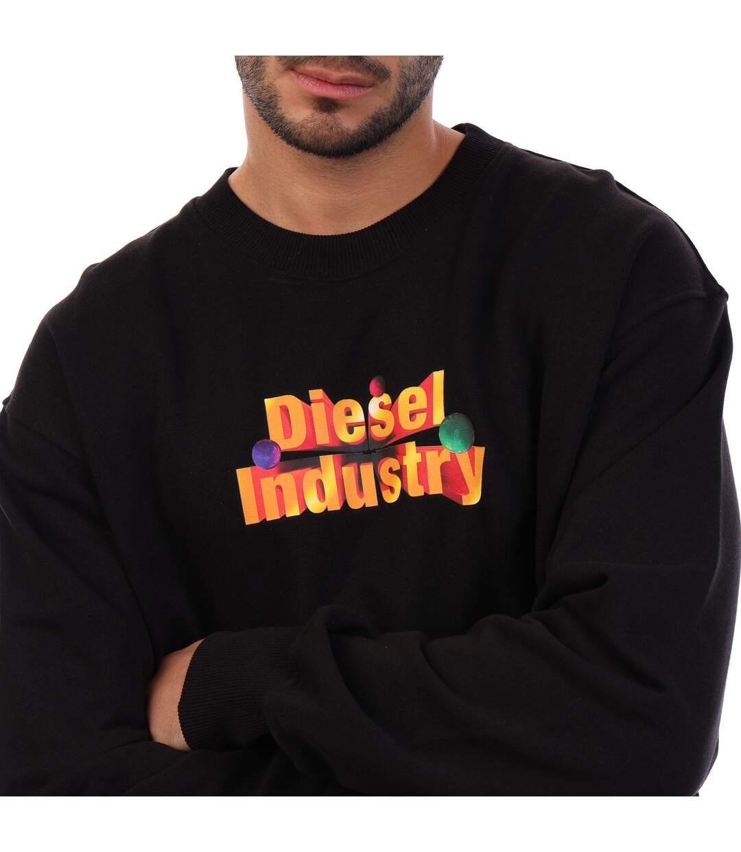 Mens S-macs Crew Neck Sweatshirt Black Diesel-3