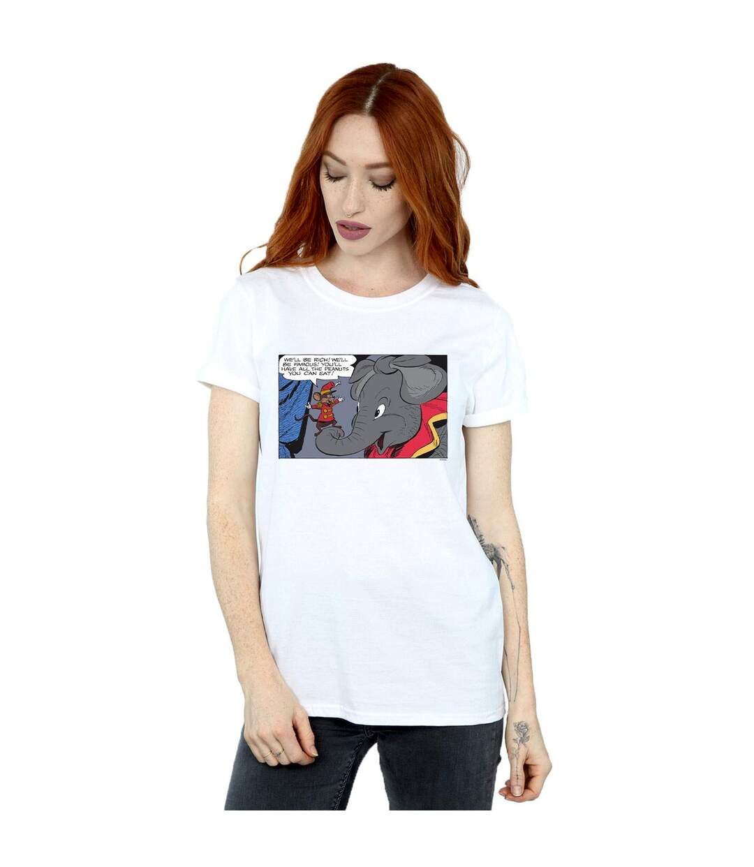 Disney Femme/Ladies Dumbo Rich And Famous Cotton Boyfriend T-Shirt (Blanc) - UTBI47965-2