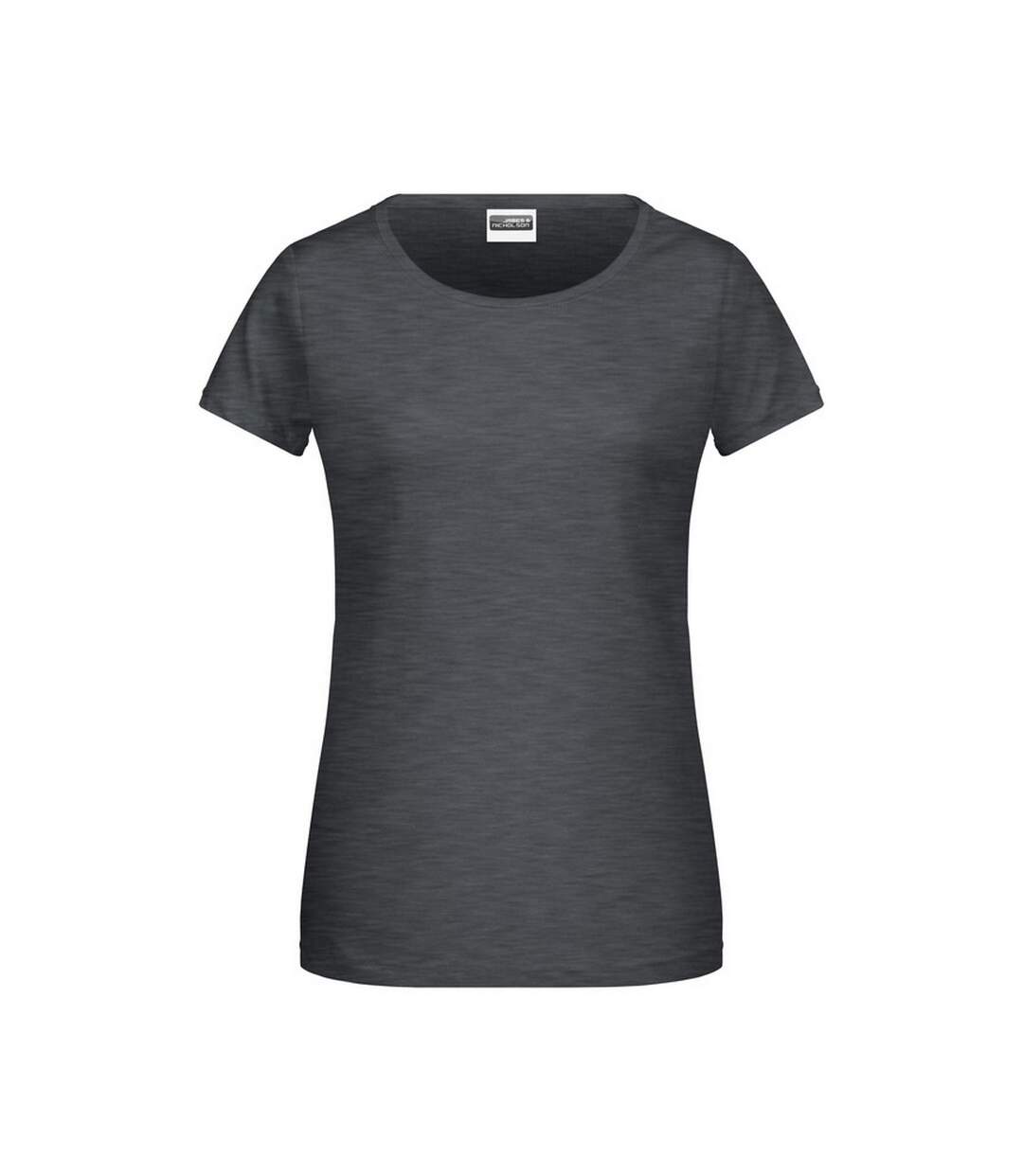 T-shirt Basic Femme Noir Chiné James And Nicholson-1