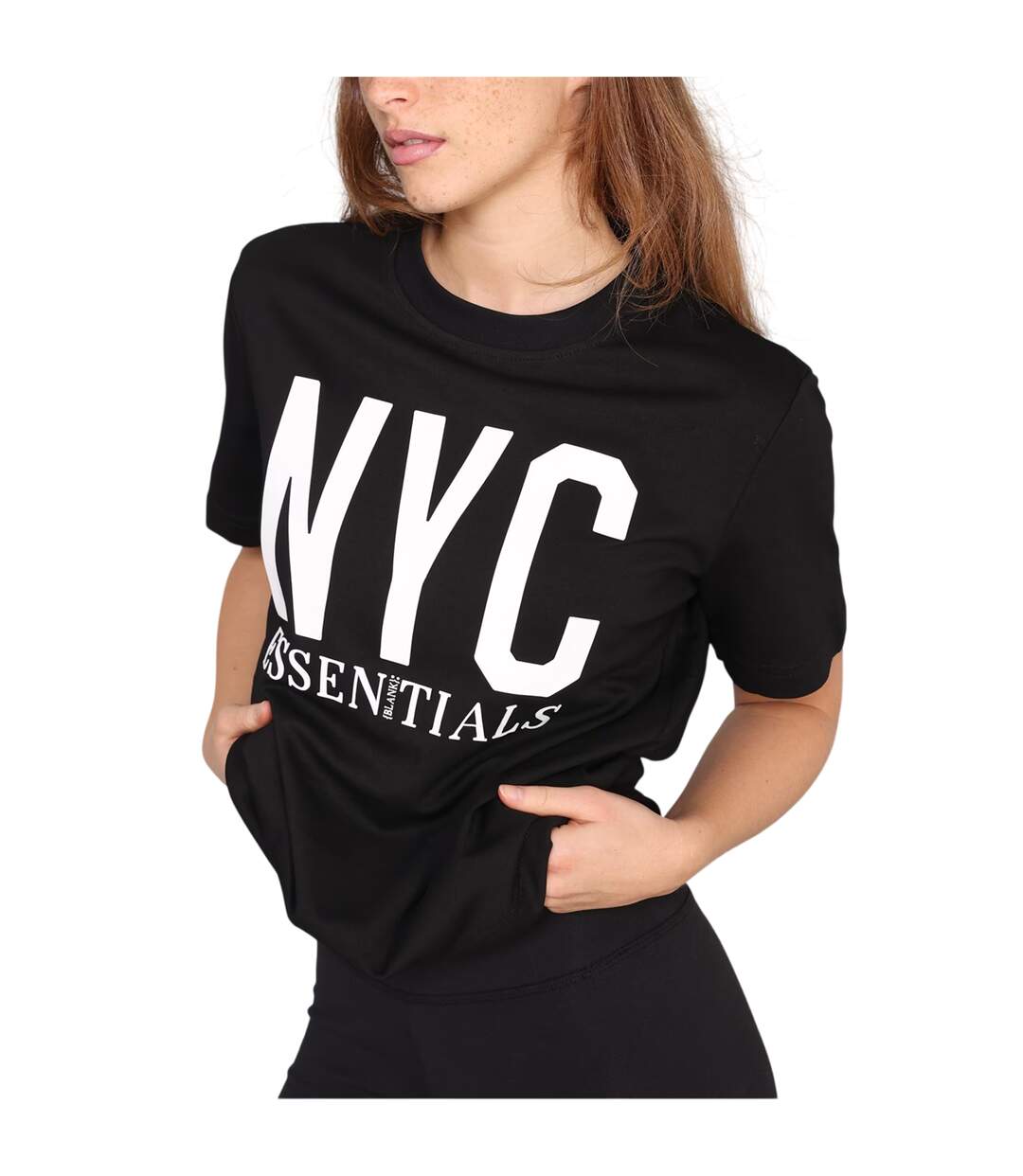 Womens/ladies Newyork Graphic Print T-shirt Black Blank Essentials-3