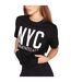 Womens/ladies Newyork Graphic Print T-shirt Black Blank Essentials-3