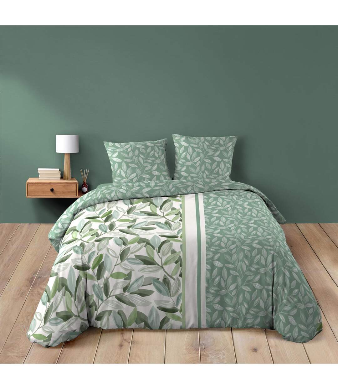 Parure de Lit 3 Pièces Eleonore 240x220cm Vert-1