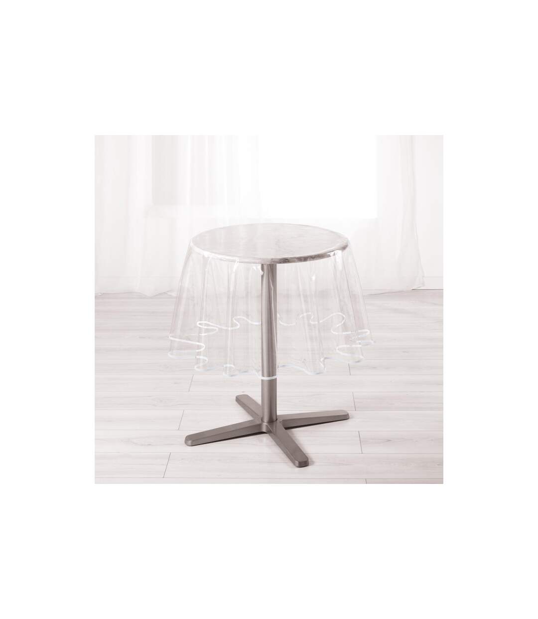 Nappe Ronde Cristal Garden 180cm Transparent & Blanc-1