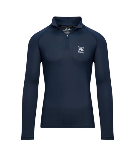 Mens performance quarter zip long-sleeved track top navy Raging Bull