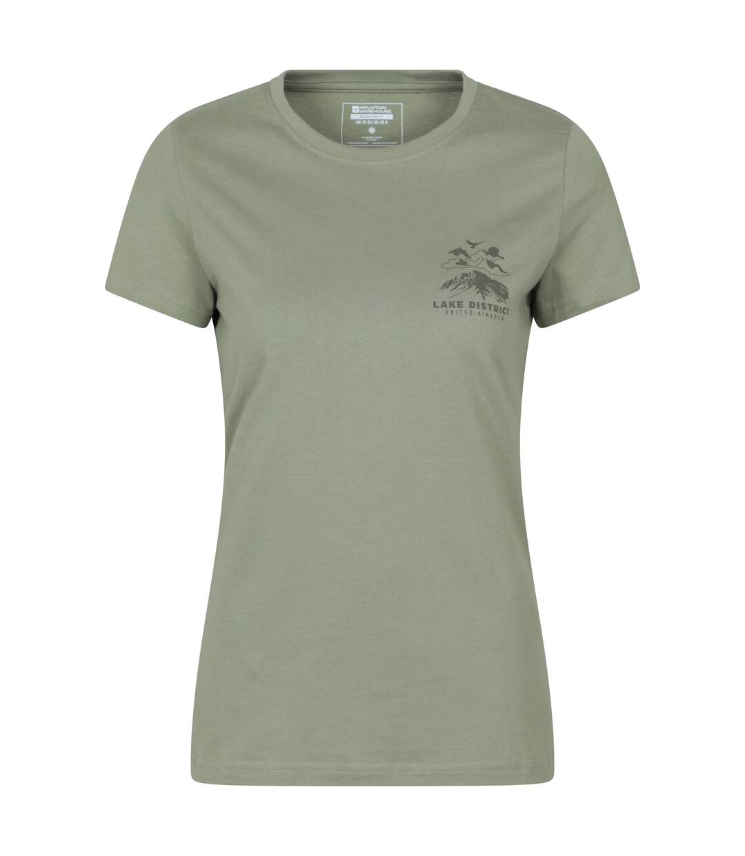 Womens/ladies lake district sunset t-shirt khaki green Mountain Warehouse-1