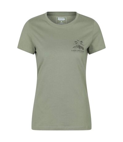 Womens/ladies lake district sunset t-shirt khaki green Mountain Warehouse