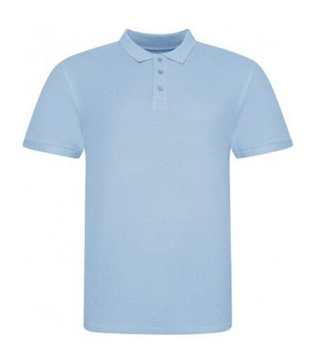Awdis Mens Piqu Cotton Short-Sleeved Polo Shirt (Sky Blue)