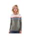 Womens/ladies Multi Stripe Breton Top Khaki Lazy Jacks-1