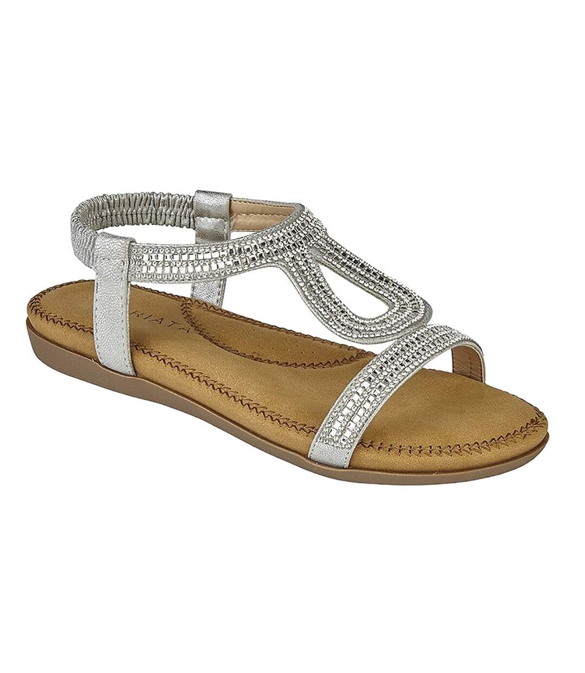 Cipriata Womens/Ladies Nicole Diamante Elasticated Halter Back Sandals (Silver) - UTDF1753