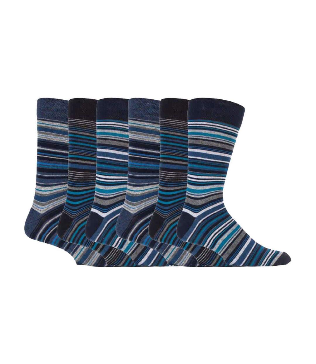 6 Paires Chaussettes Homme Coton avec Rayures-1