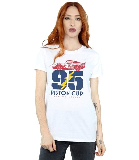Disney Femme/Les femmes Cars Piston Cup 95 - T-shirt boyfriend en coton (Blanc) - UTBI15969