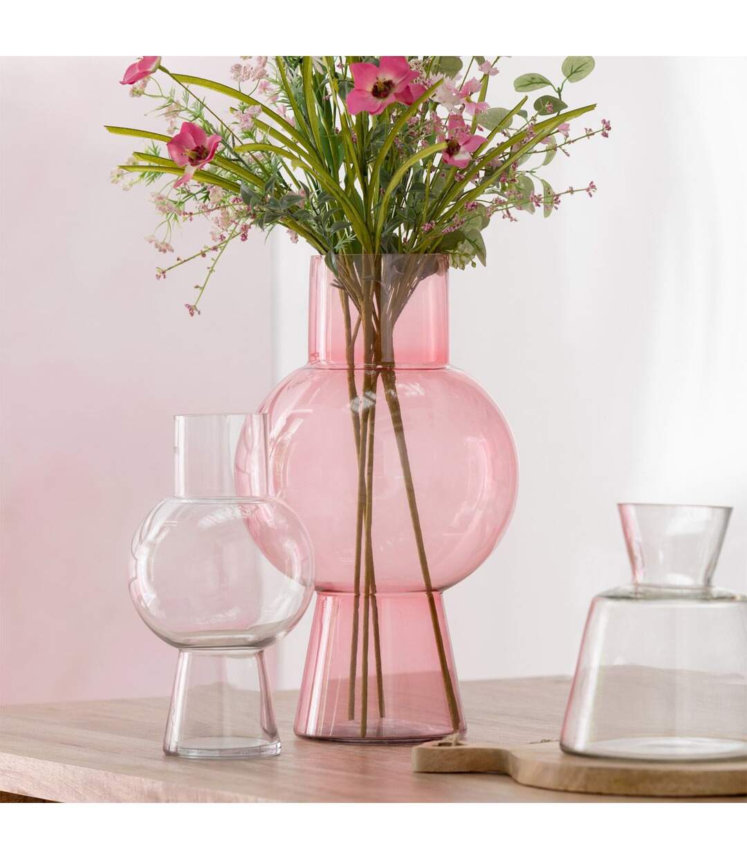 Vase Boule en Verre Pinky Perfect 22cm Transparent-2