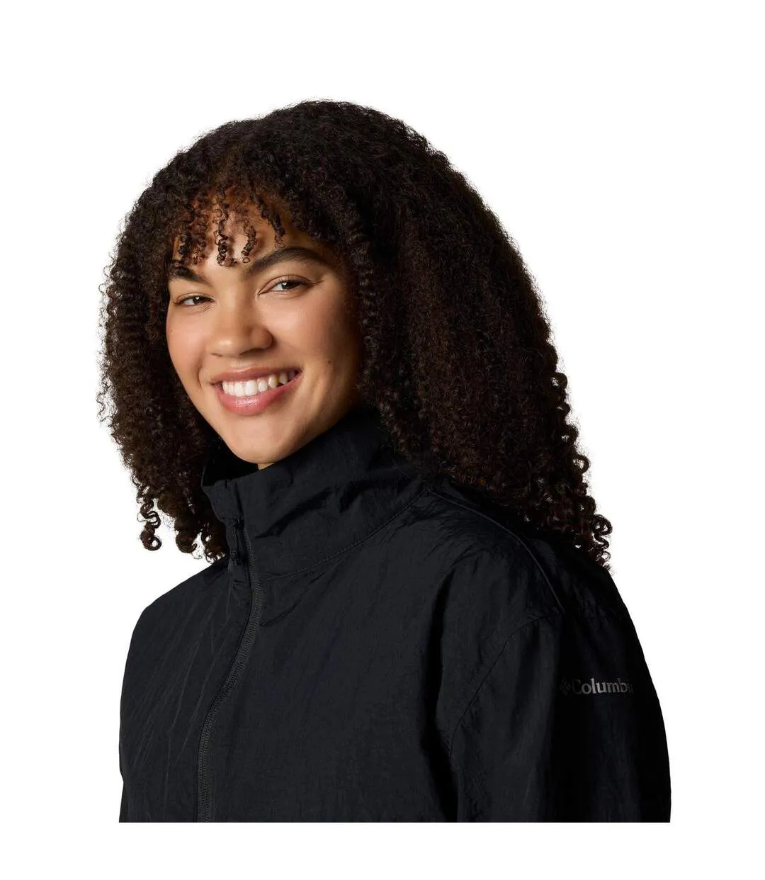 Womens/ladies Paracutie Plain Nylon Windbreaker Black Columbia-4