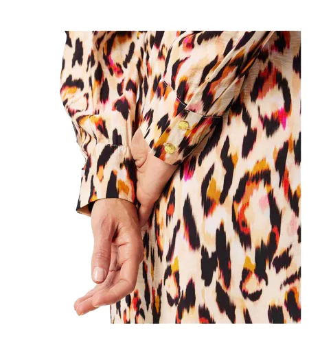 Robe Chemise Motif/style Imprimé Léopard Femme Rose Biba