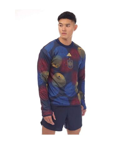 Mens Spain Pre-match Long-sleeved Warm Up Top Blue Adidas